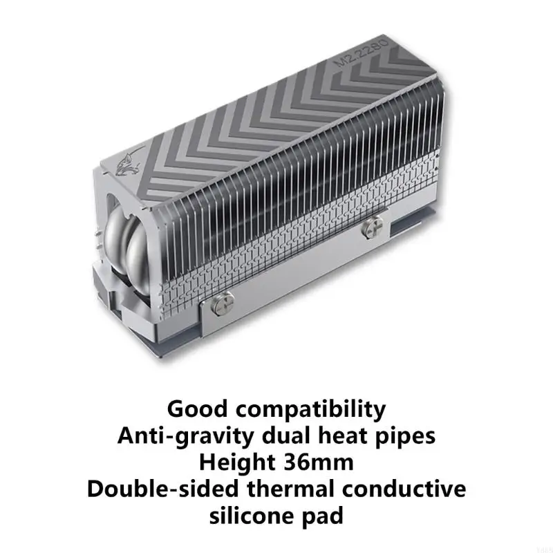 Y88B M.2 2280 SSD Heatsink Heat Sink Radiators 2xAGHP Heat Pipe SSD Radiators Reflows Welding with Thermal Silicone Pad