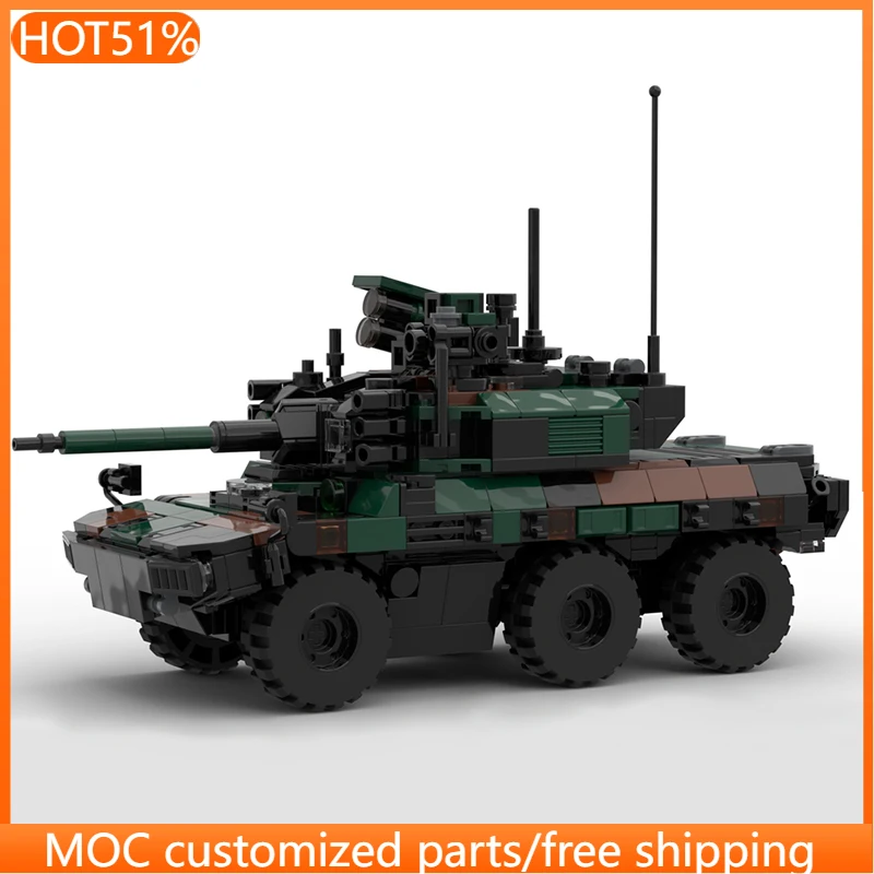 

744 PCS Military Tank Model Jaguar EBRC Engin Blindé De Reconnaissance Et De Combat MOC Customize DIY Boys Toy Christmas Gift
