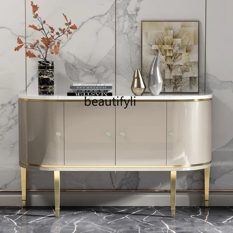 

Light luxury semi-round entrance cabinet, simple facing shoe cabinet, locker, Italian minimalist decorative cabinet