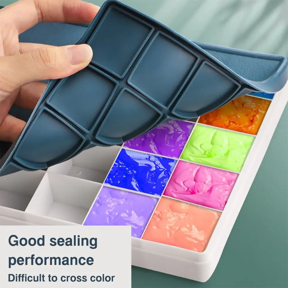 Multifunctional Seal Paint Box with Grids Soft Lid Paint Tray Plastic Portable Bead Storage Box