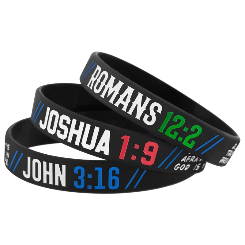 1pc/3pcs christian bible verse Romans religious silicone rubber bracelets wristband