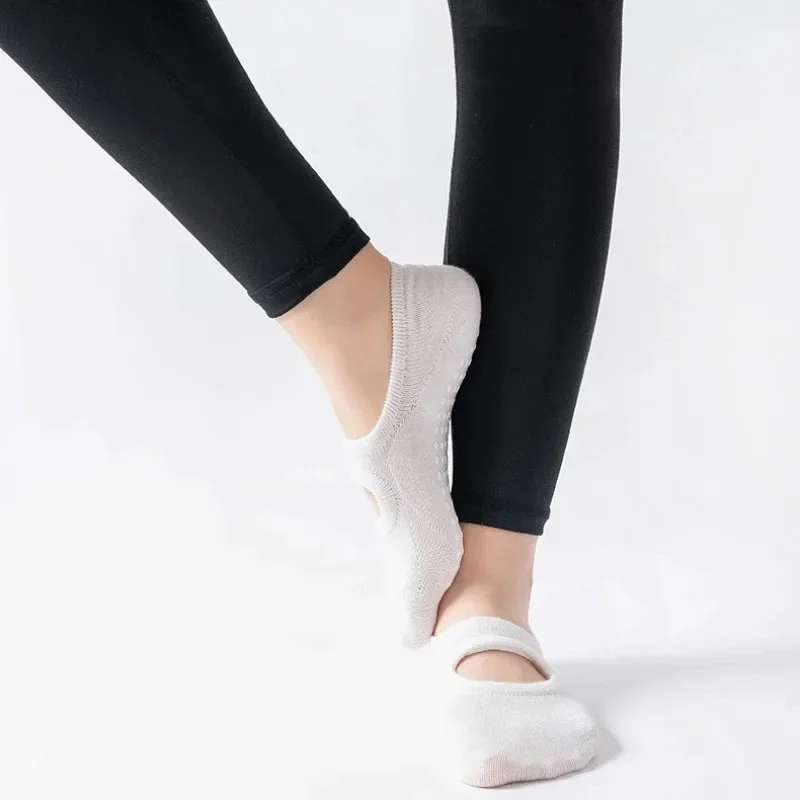 Silicone Non-slip Yoga Socks for Women Girls Large Size Backless Breathable Sports Socks Cotton Invisible Floor Pilates Socks image 6