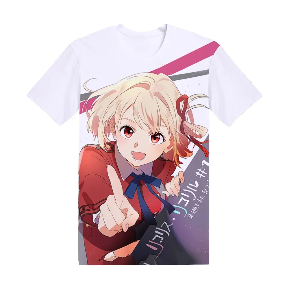 Anime Lycoris Recoil 3D Printed T-Shirts Men Women Fashion Streetwear Oversized Short Sleeve T Shirt Male Tees Tops Man Clothing