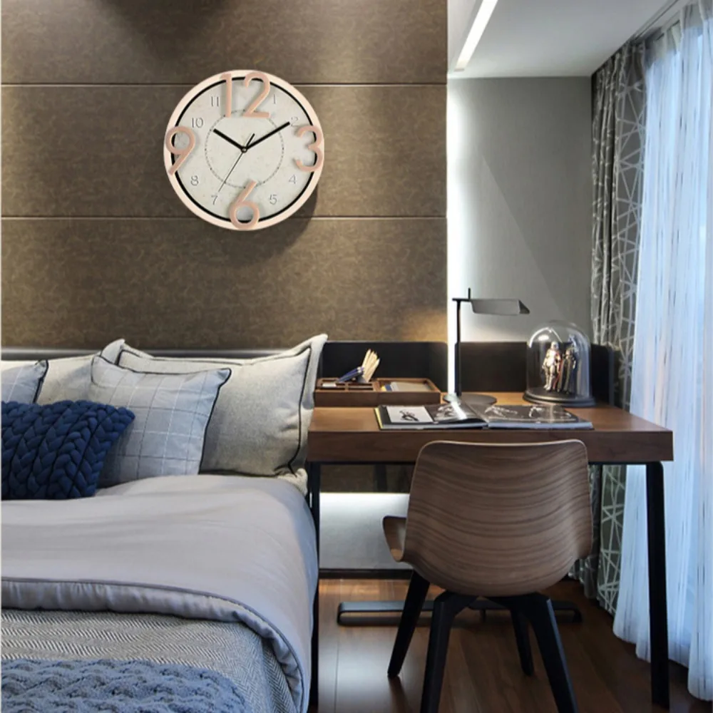 Vintage American Minimalist Wall Clock 12 Inch Silent Movement Creative Luxury Timepiece for Modern Living Room Home Decor