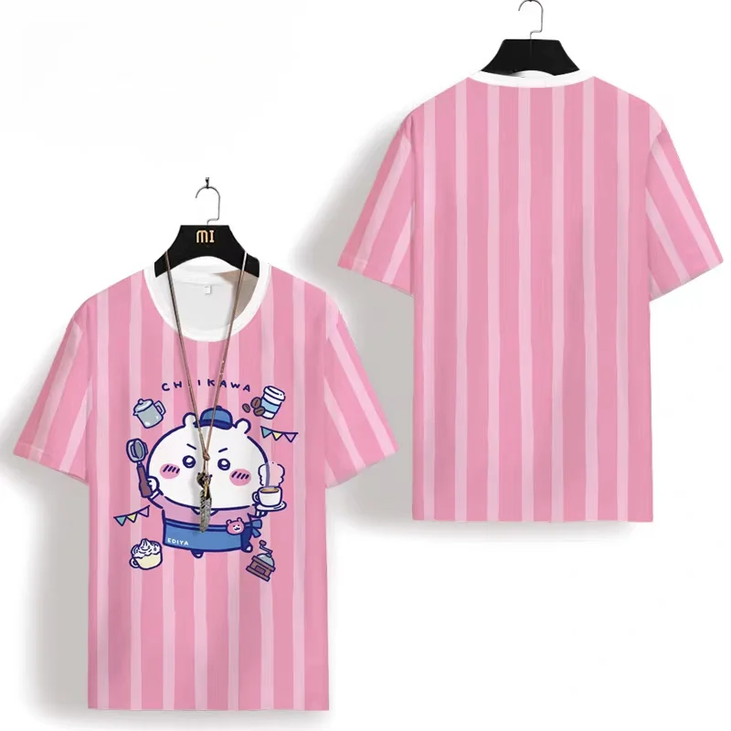 Chiikawa Is All Here! Adult Couple Soft Cute Cartoon 3D Print T-shirts Sports Leisure Breathable Short Sleeves FamilyMatching