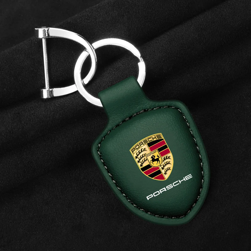 Porte-clés de voiture en cuir de type bouclier, porte-clés pour Porsche, Panamera, Broderie, Taycan, 911, 718, Macan Carrera, Accessoire, 928, 944, 968, 944