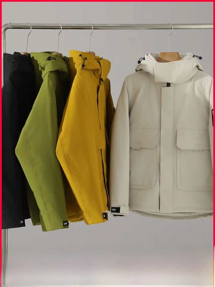 

Thiened Men's down Jaet Winter New Arrival Warm Fluffy 90 White Du down Windproof 3D Design Casual Sle Zipper Closure