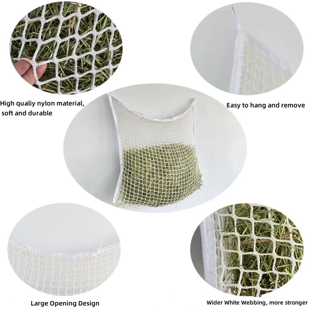 2025 120 X 90cm Knotless Horse Hay Net Horse Slow Feed Hanging Hay Net Bag Horse Goat Trailer Feeding Bag