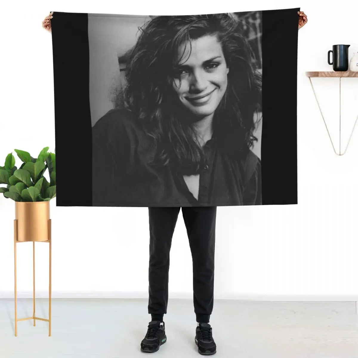 

Gia Carangi Smiling Contentedly Throw Blanket Spring Fall Cozy Throw Blanket for Couch