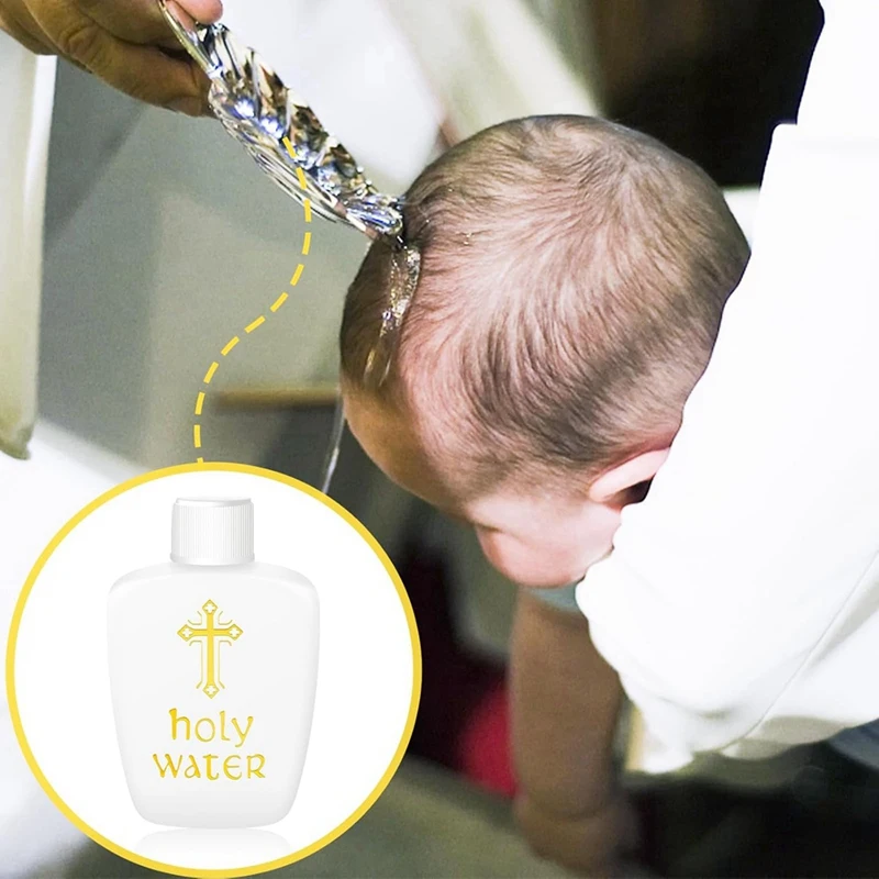 AD23-20 قطعة زجاجات مياه مقدسة بلاستيكية 2 أونصة حاوية مياه مقدسة حاويات فارغة للهالوين الكاثوليكي المسيحي 60 مللي