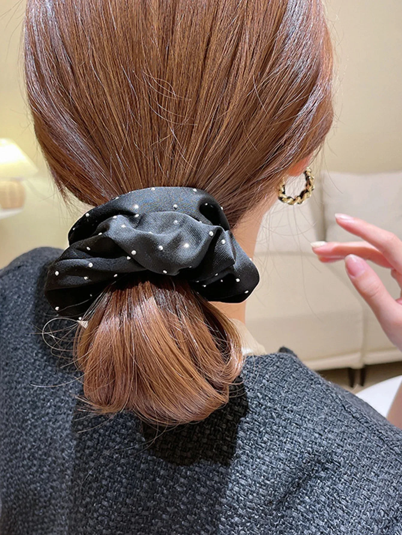 3 Pcs Crystal Dot Scrunchies Hair Rings Fashion Hair Accessories for Women Girls Party Ponytail Holder Hair Accessories image 5