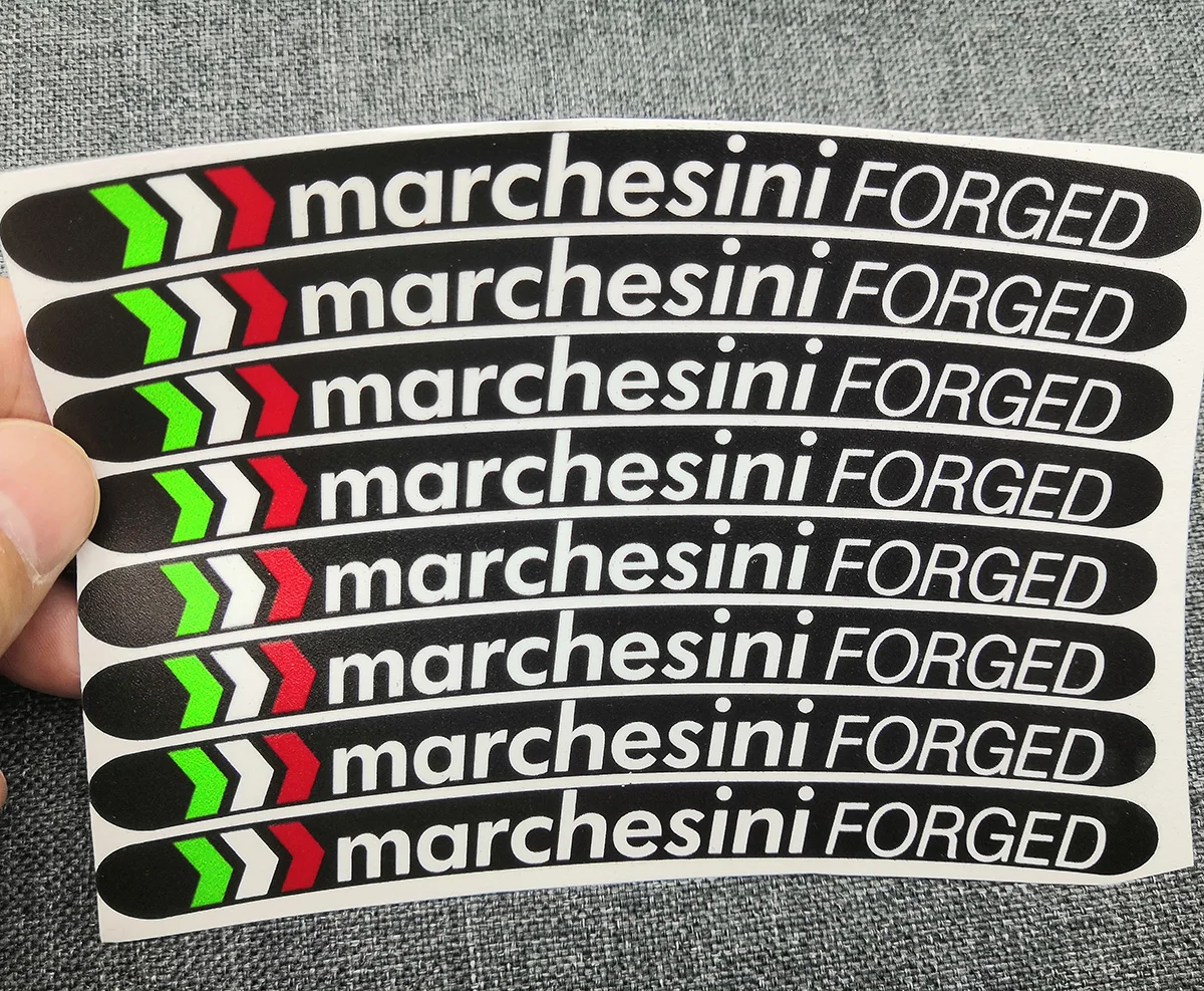 8X Marchesini FORGET Motorcycle Stickers Wheel Decals Rim Set Laminated for Ducati Aprilia RC8 848 1098 1198 Moto Accessories