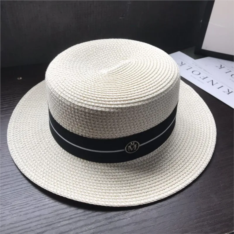 Short-brimmed versatile white hats small top flat-topped men's and women's short hair summer