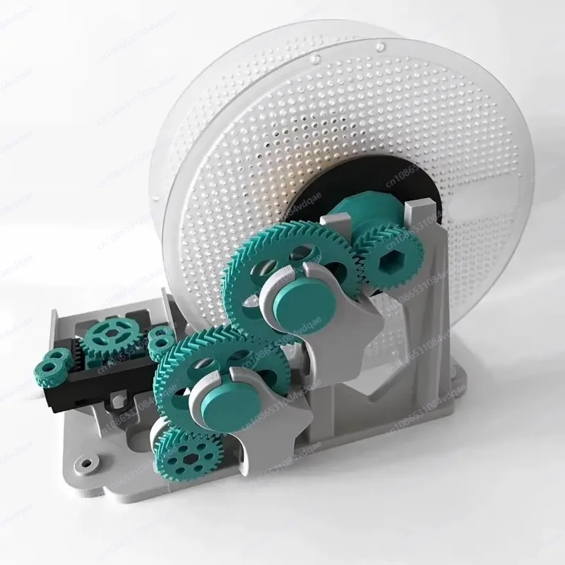 

Hand-cranked 3D printing spool take-up, wire winding and coiling tool