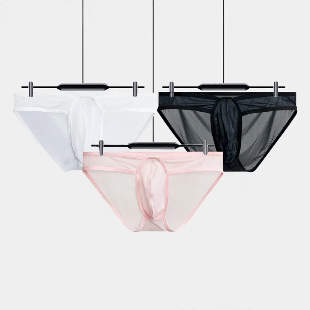 1-4PCS Low Waist Men Underwear Ice Silk Briefs Ultrathin Man Fashion Underpants Quick Triangle Lingerie Male Underwear Men Sexy