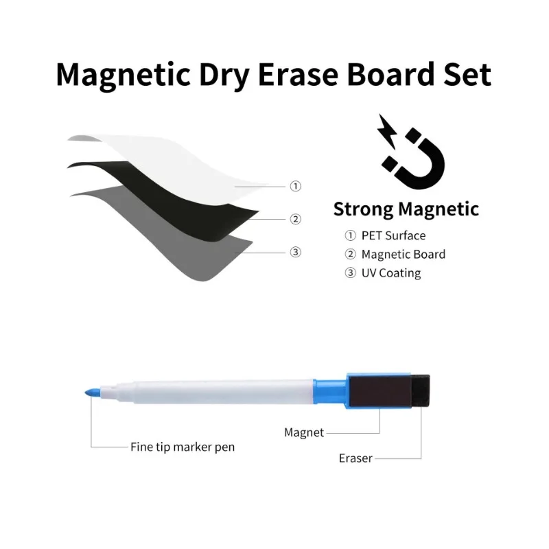 A3 A4 A5 löschbarer flexibler Marker, Kühlschrankmagnet, magnetisches Whiteboard, trocken abwischbares Brett, Kühlschrankblatt, Küchennotiz, Einkaufsliste