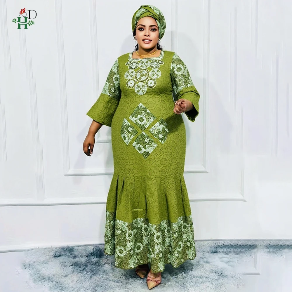 

African Dresses For Woman Traditional Dresses Turkey Dress Abaya Green Bazin Riche Luxury Elegant Africa Clothing Party Gown