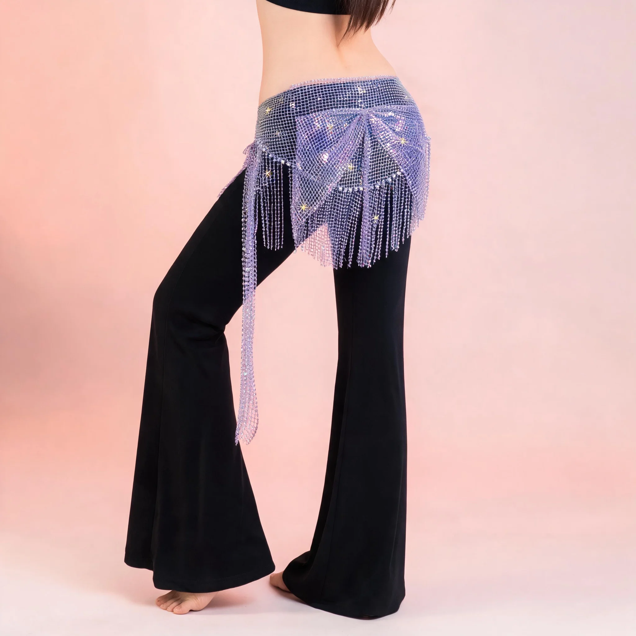 

Senior Women Belly Dance Fringe Belt Glitter Diamond Butterfly Tassel Hip Scarf Dance Practice Props
