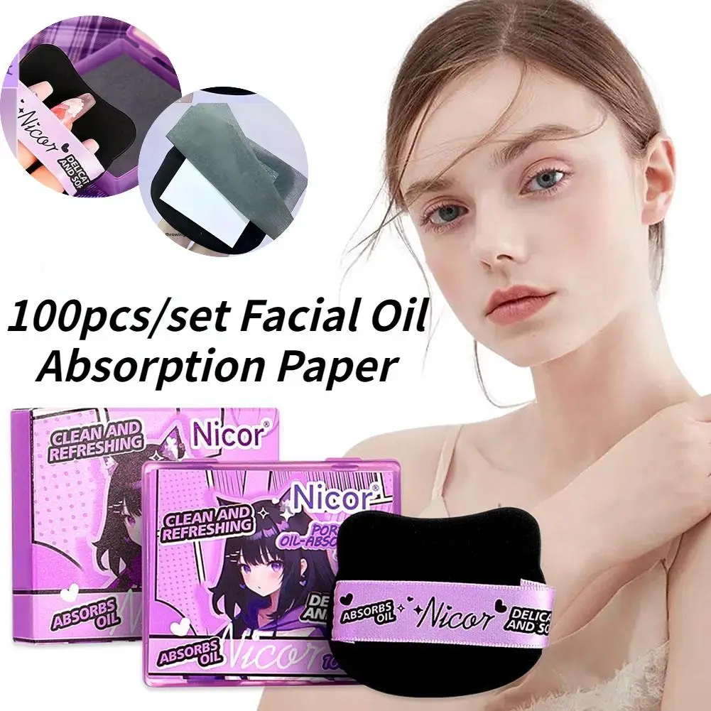 100 unids/set papel de absorción de aceite Facial mate Control de aceite polvo suelto toallitas faciales papel de cuidado de absorción de aceite belleza limpia Facial