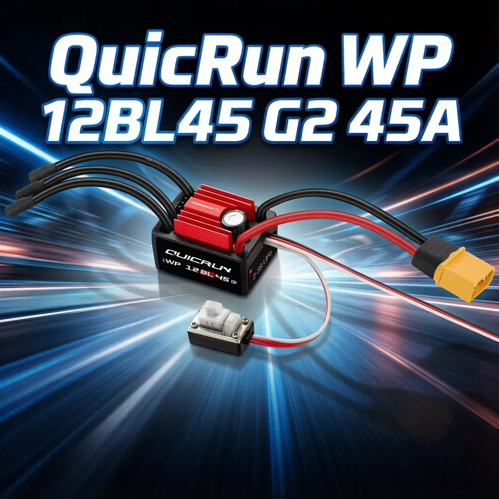 

Hobbywing QuicRun WP-12BL45 G2 45A Sensorless Brushless ESC Waterproof IP67 w/ XT60 Plug for 1/12 1/14 Scale RC Car Truck Buggy