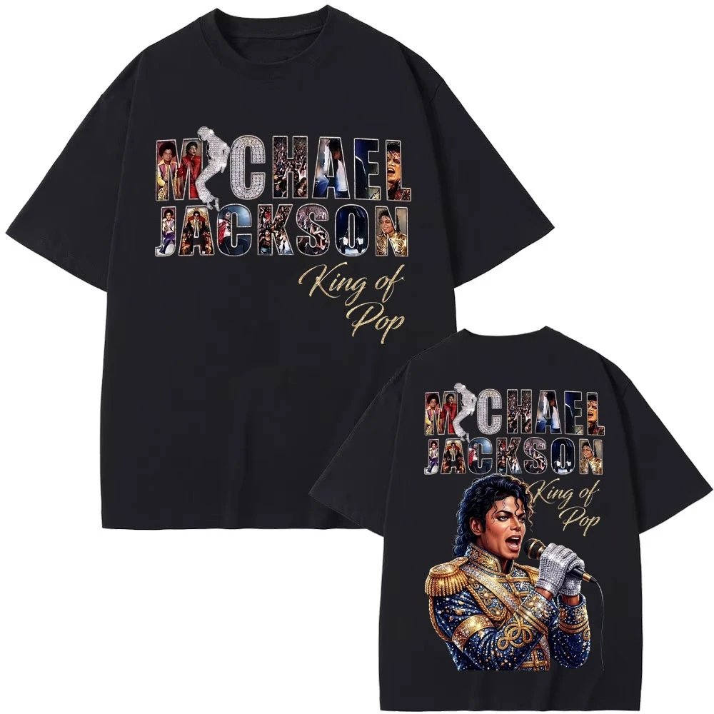 2026 King of Pop Halftone Glove Retro MJ T-shirts Men Women Harajuku Gothic Cool Y2K T-shirt Casual O-Neck Loose Tops
