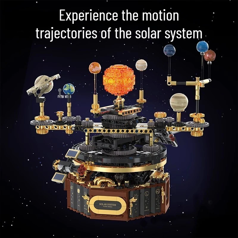 Kit di blocchi di costruzione per esplorazione spaziale del sistema solare 3D Giocattolo STEM con luci a LED Modalità manuale elettrica Puzzle Regalo per adolescenti e adulti