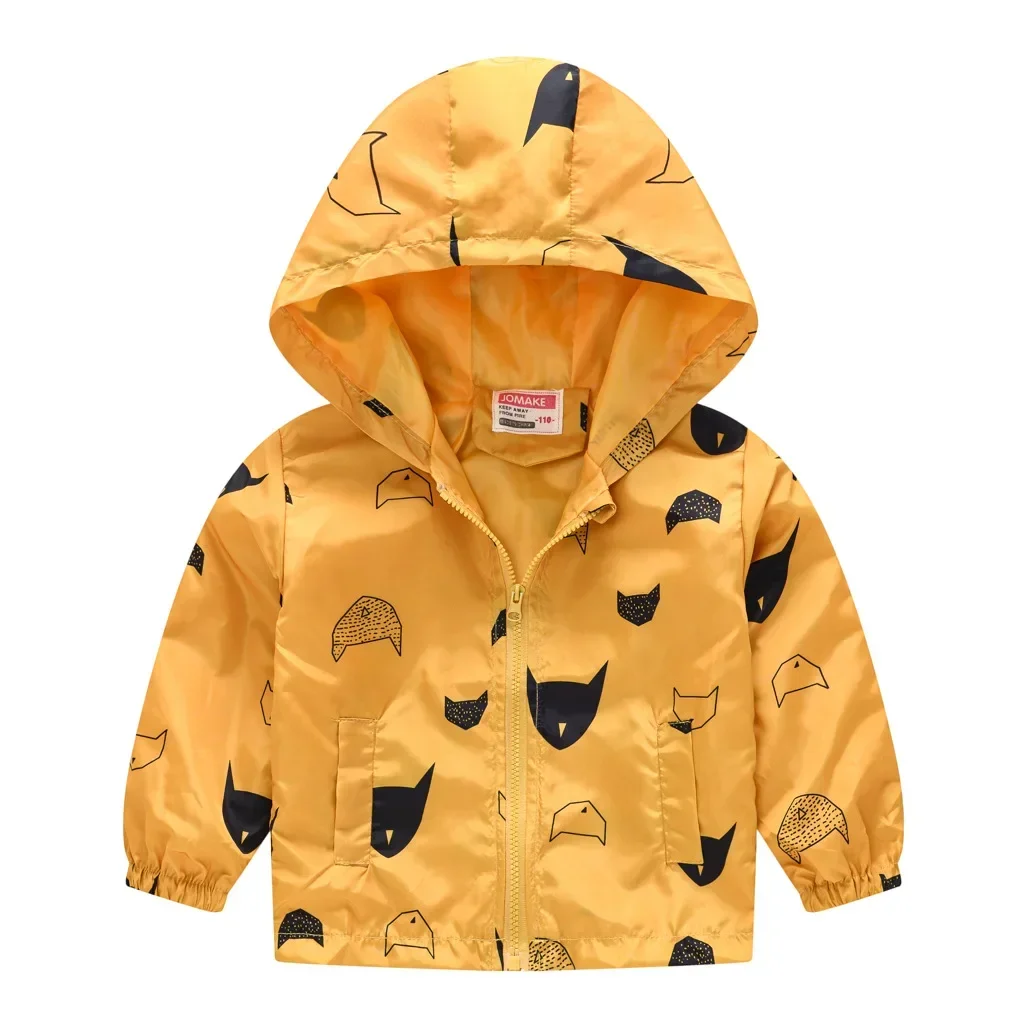 2024 Girl Clothes Children\'s Clothing Hooded Zipper Coat Windbreaker Baby Print Infant Waterproof Hoodies Girls Boys Jackets