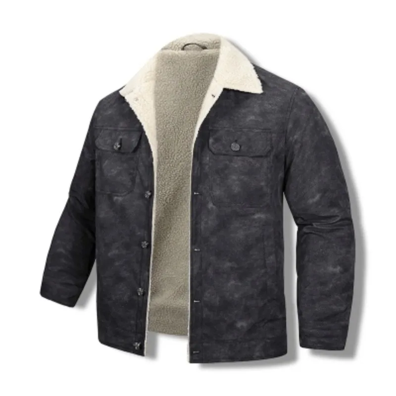 Winter Men Warm Fleece Casual Jacket Man Lapel Formal Business Jackets Male Work Multi Pocket Windbreaker Outerwear Parka Jacket