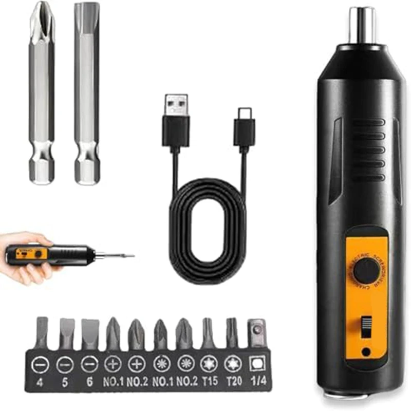 Electric Screwdriver,Automatic Home Repair Tool Kit With Led Light,USB Rechargeable Cordless Magnetic Screwdriver