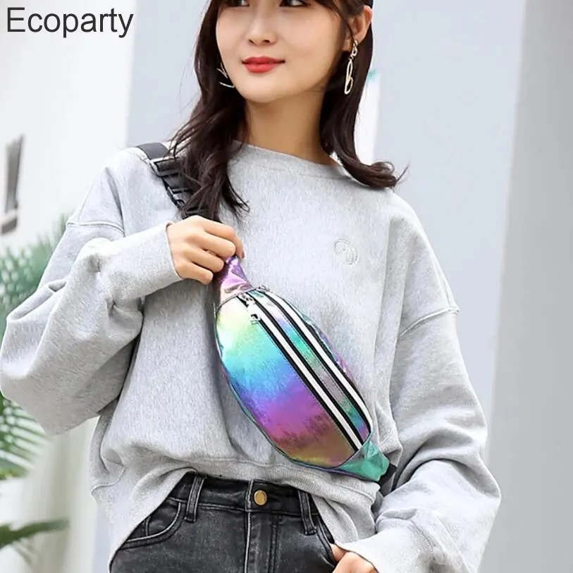 Holographic Fanny Pack Hologram Waist Bag Laser Beach Travel Banana Hip Bum Zip Waist Bags Women Belt Bag For Girls