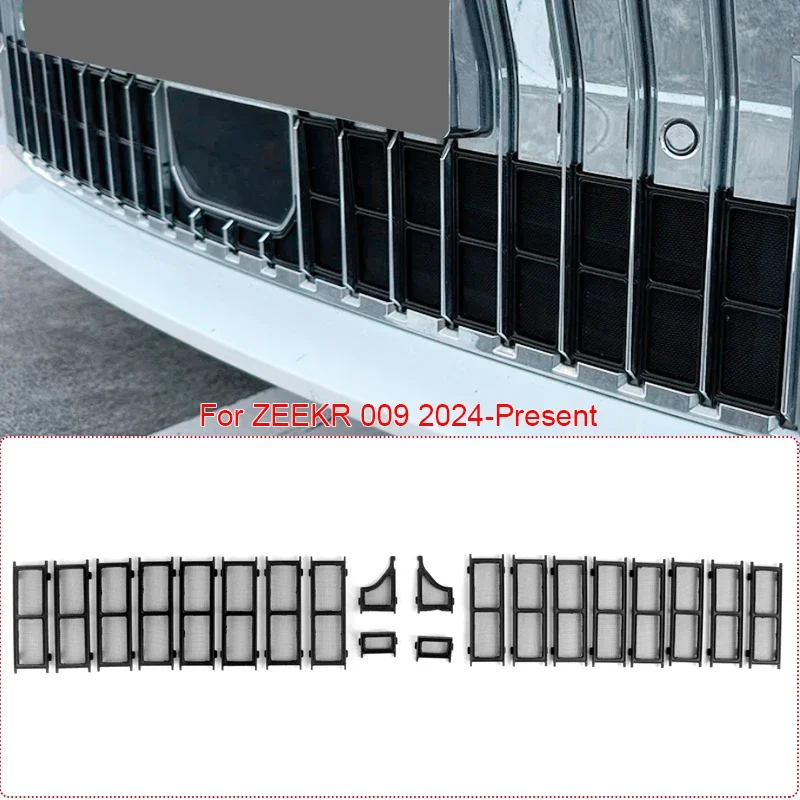 For ZEEKR 009 2024-Present ABS Car Modify Front Buckle Insect Proof Net Auto Front Bumper Center Intake Grille Cover Accessory