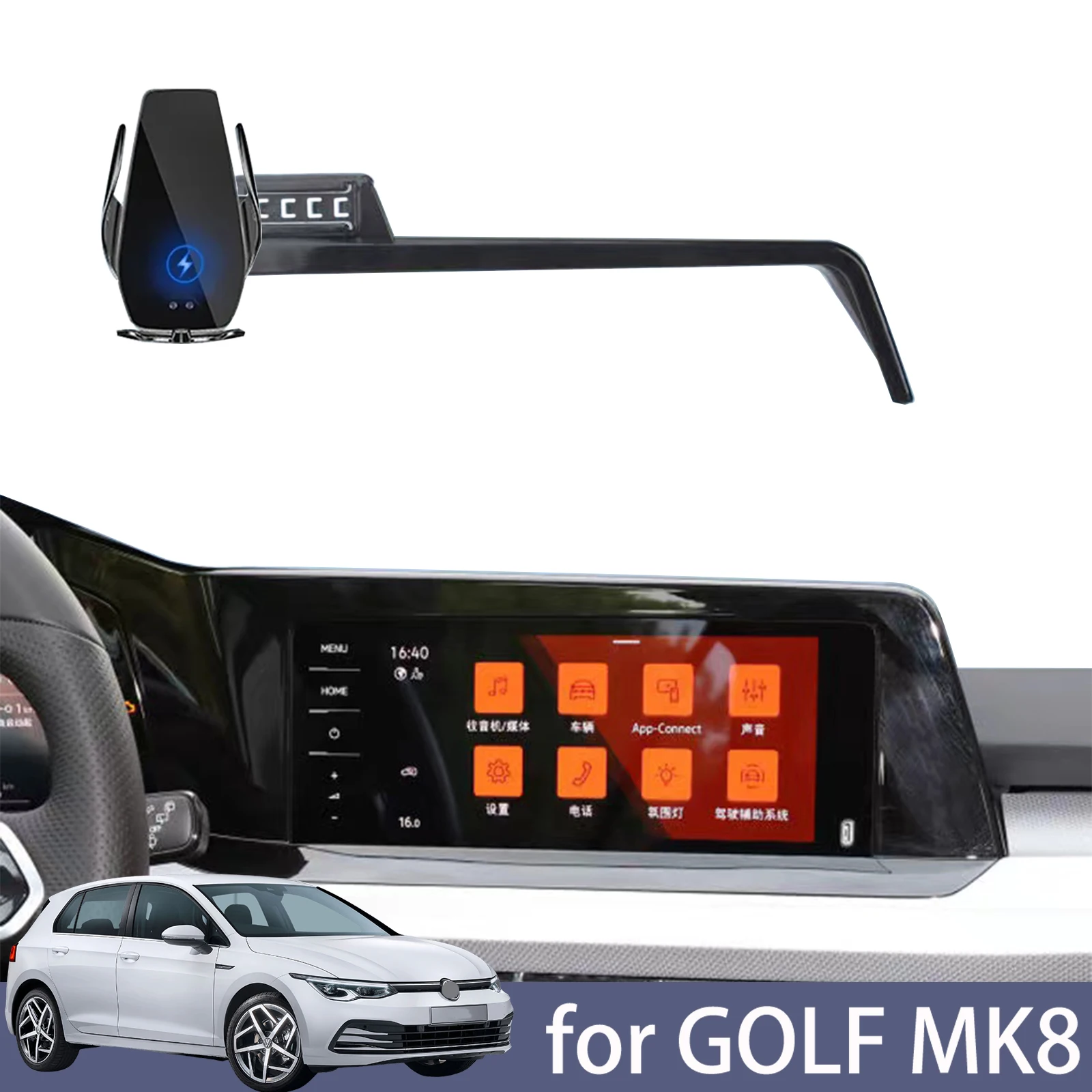 Car Phone Holder for VW GOLF 8 2020-2023 MK8 GOLF8 Screen Navigation Bracket Magnetic New Energy Wireless Charging Rack