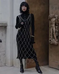 2024 Personality metal Handmade body chain dress