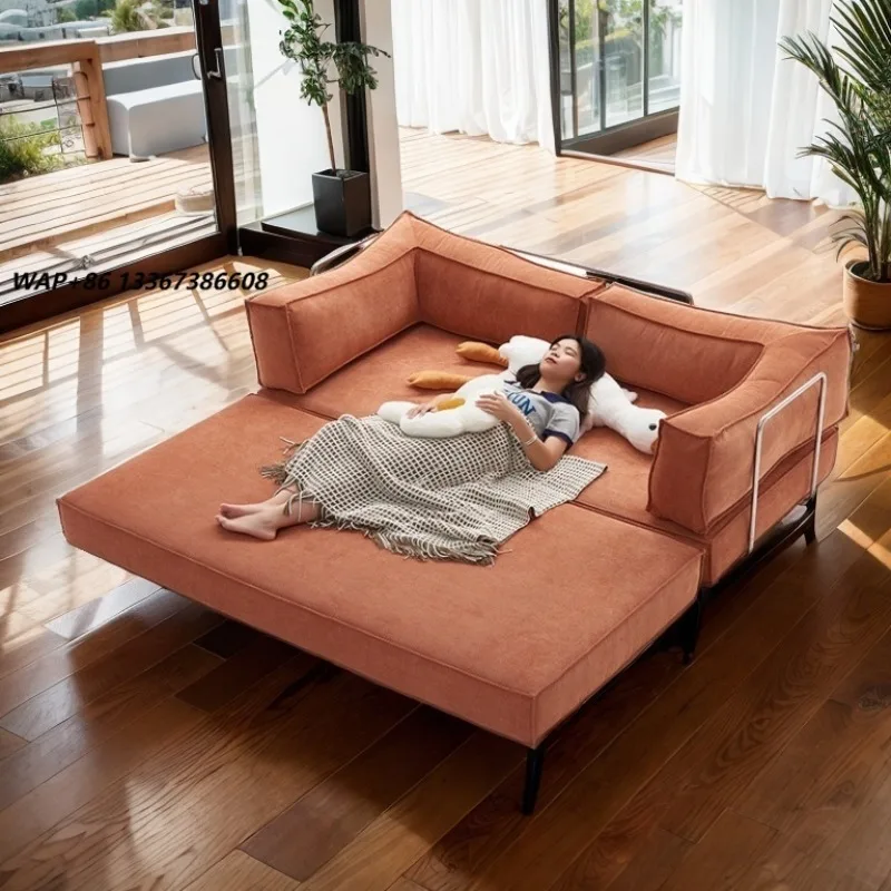 Kehui sofa bed extended beige new fabric inflatable foam compression comfortable living room furniture foldable air sofa bed