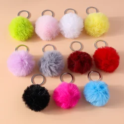 Fashion Candy Colors Plush Ball Keychain for Car Key Holder Women Girls Handbag Pendants Keyrings Accessories DIY Jewelry Gifts