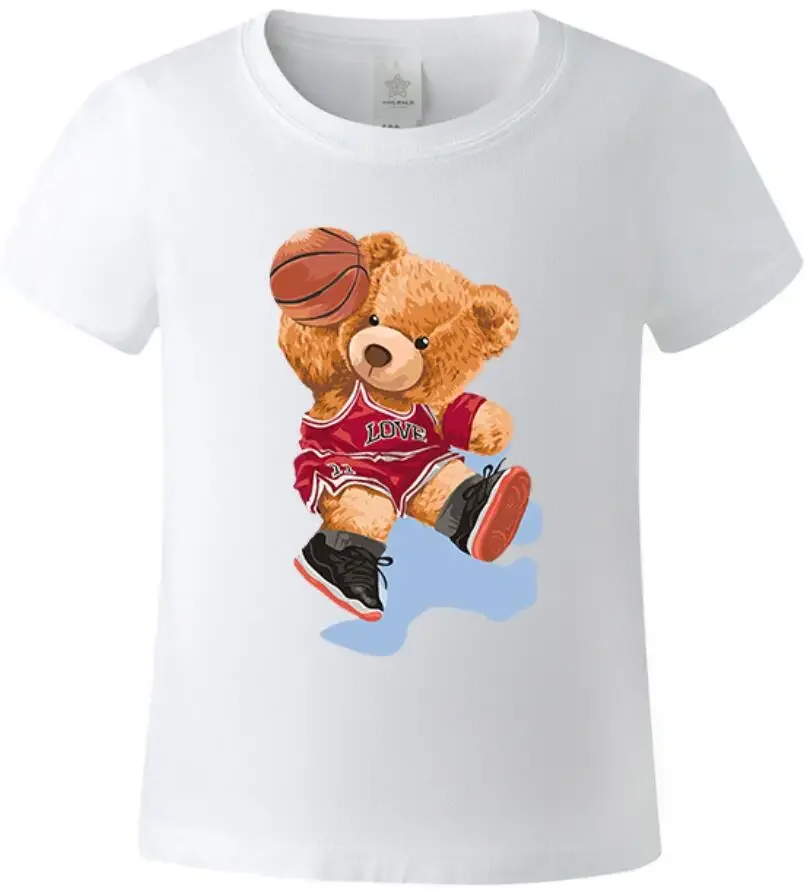 Men's and Women's Short-sleeved T-shirt T-shirt Fashion Basketball Player Bear Print Oversized T Shirt  Graphic T Shirts Tops