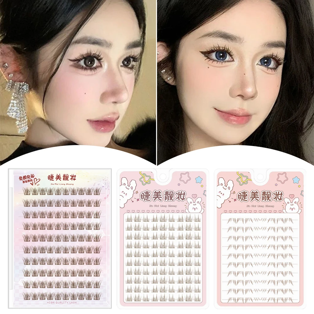 Único cluster auto adesivo cluster cílios olhar natural macio fofo sem cola cílios postiços reutilizáveis feitos à mão