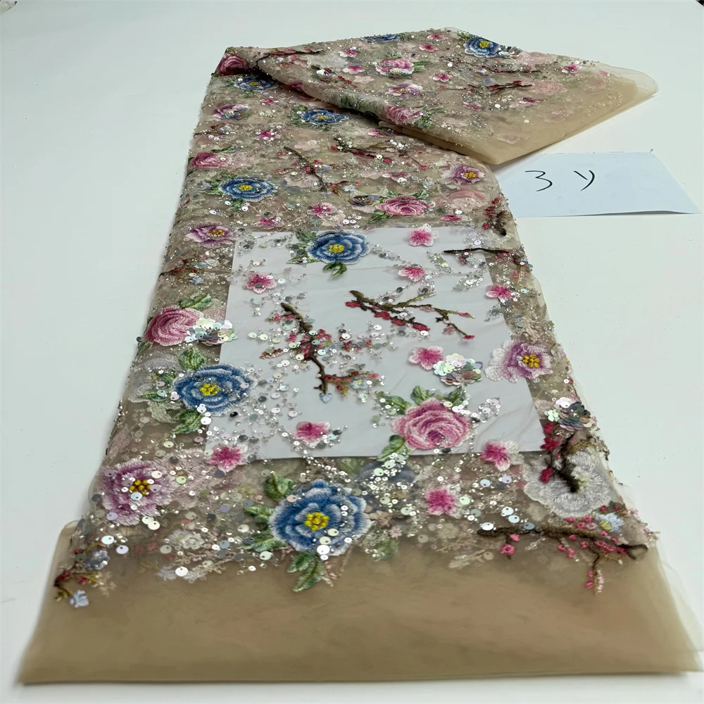 قماش دانتيل تول مطرز أفريقي 2026 جودة عالية ترتر نيجيري فرنسي مطرز دانتيل للحفلات خياطة 3 ياردات #1