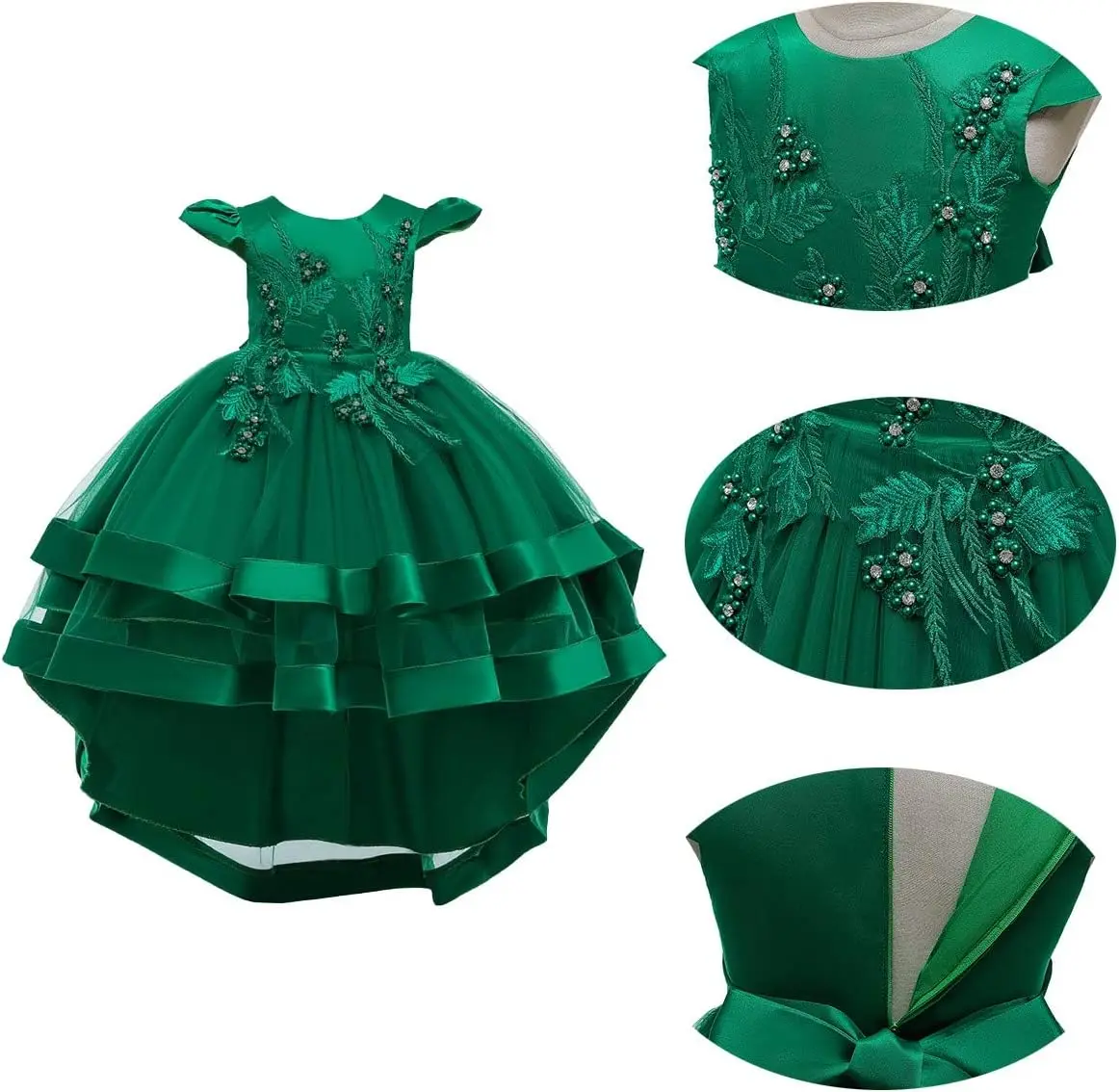 Ragazza Principessa Concorso di bellezza Alto e basso Gaul Abito da damigella d'onore per bambini Ballo Festa di compleanno Abito da laurea, Abito da comunione