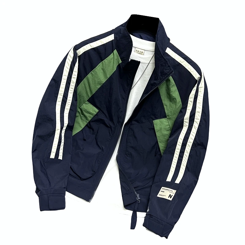 

Trendy Color Blo Jaet Men's Slim Fit Casual Thin Stand Collar Long Sve Zipper Closure Outerwear for Youth All Seasons