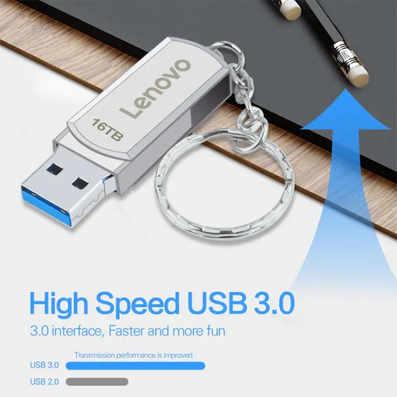 Lenovo Super 16TB Usb 3.0 Metal Pen Drive 8TB 4TB High Speed Flash Drives Pendrive Portable Usb Memoria Stick Type-c Adapter