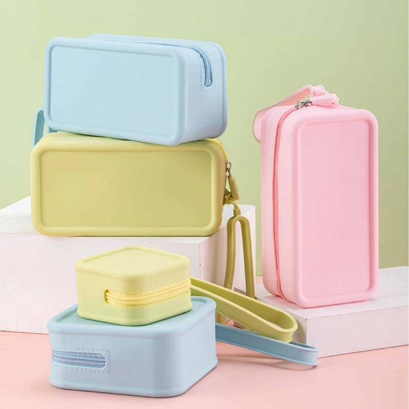 محفظة نقود معدنية محمولة من السيليكون بسحاب مقاوم للماء حقيبة سفر ذات سعة كبيرة بلون سادة حقيبة سماعة أذن للطلاب #2