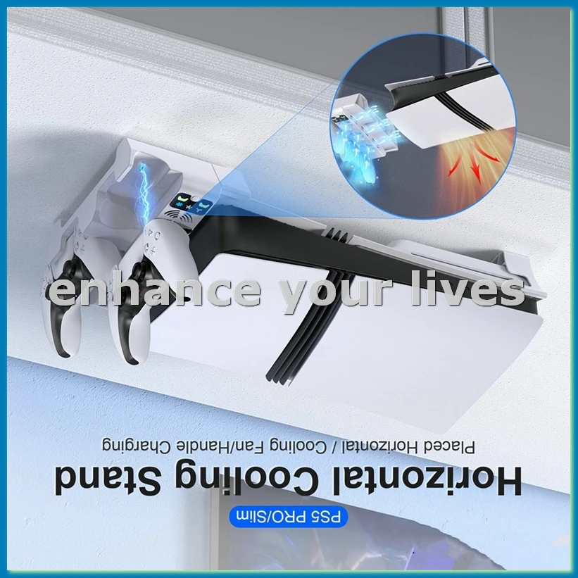 For Slim/ Pro Station with 3-Level Cooling Fans Dock Stand, Accessories Controller Charging Station Holder-A23U