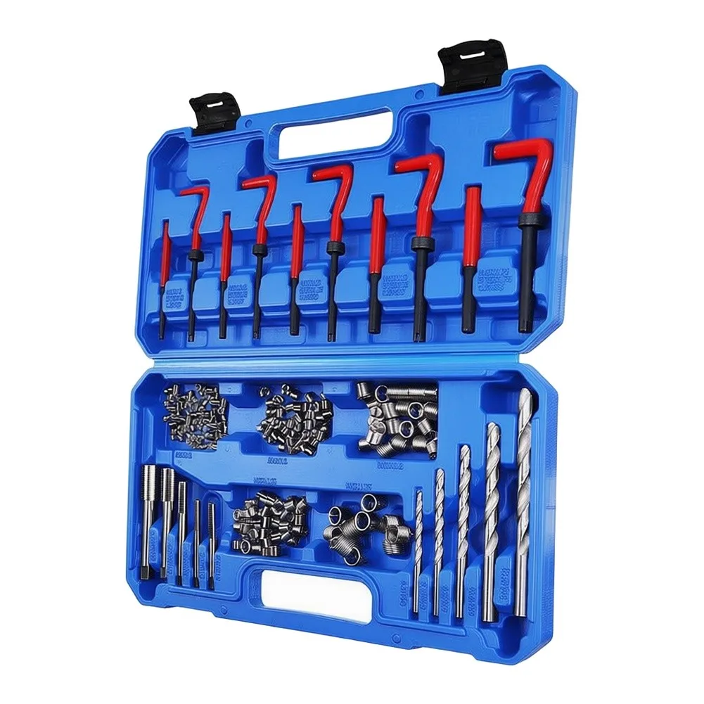 131PCS Thread Repair Kit Blue Silver Metal Rethreading Tool Set For Damaged Stripped Threads Restoration Automotive Maintenance view 6