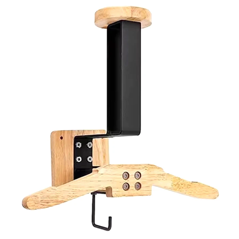 Держатель для шлема из черного ореха — вешалка для мотоциклетного шлема 2-в-1 и гоночного костюма, стойка из цельного дерева для жилета и снаряжения