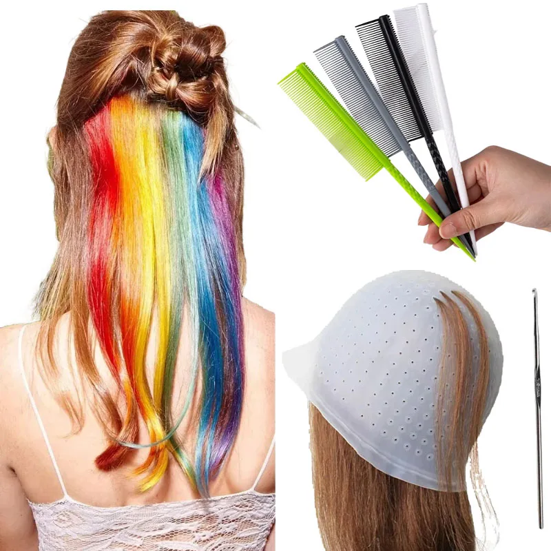 1 مجموعة تصفيف الشعر صبغ الشعر قبعات مع السنانير المعدنية قابلة لإعادة الاستخدام المهنية الحلاق مشعر وأشار الذيل تصفيف أمشاط اكسسوارات #1