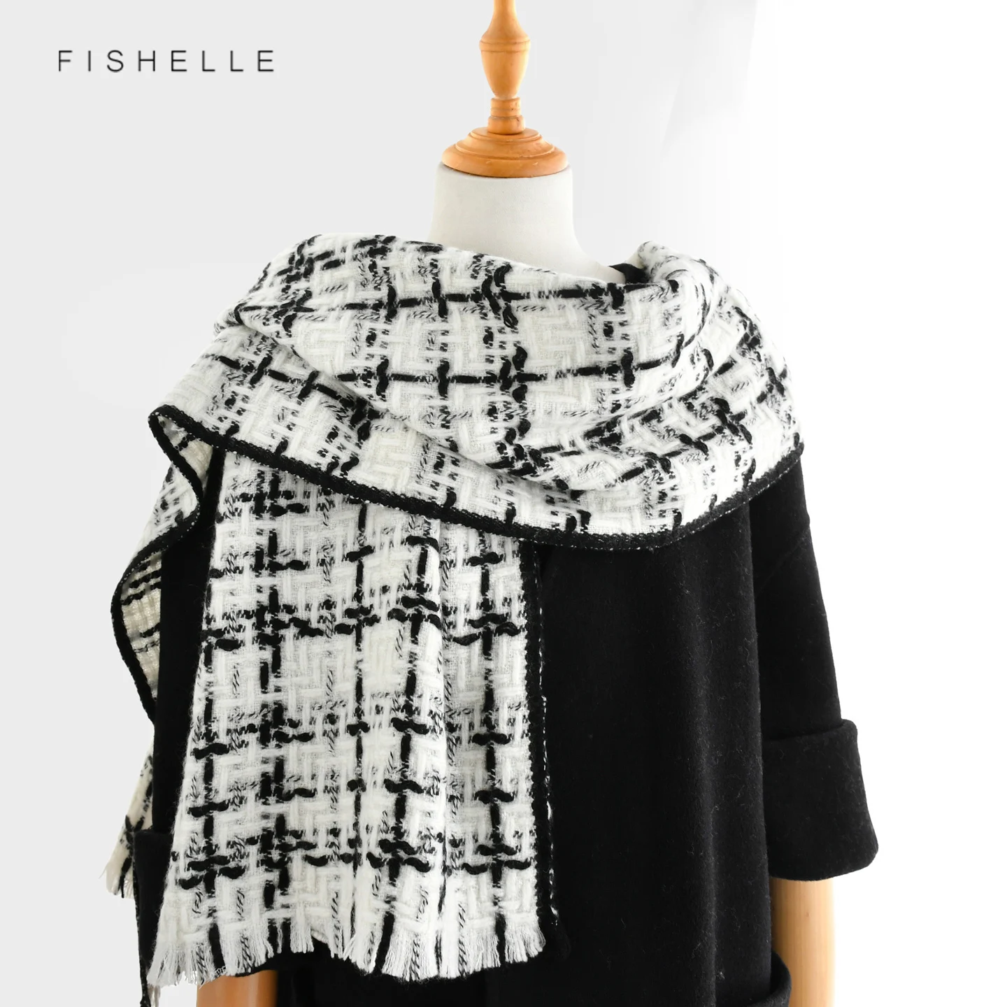 

Классический белый сетчатый 100% кашемировый шарф, зимний женский теплый платок из пашмины, модная толстая накидка, мягкий роскошный подарок