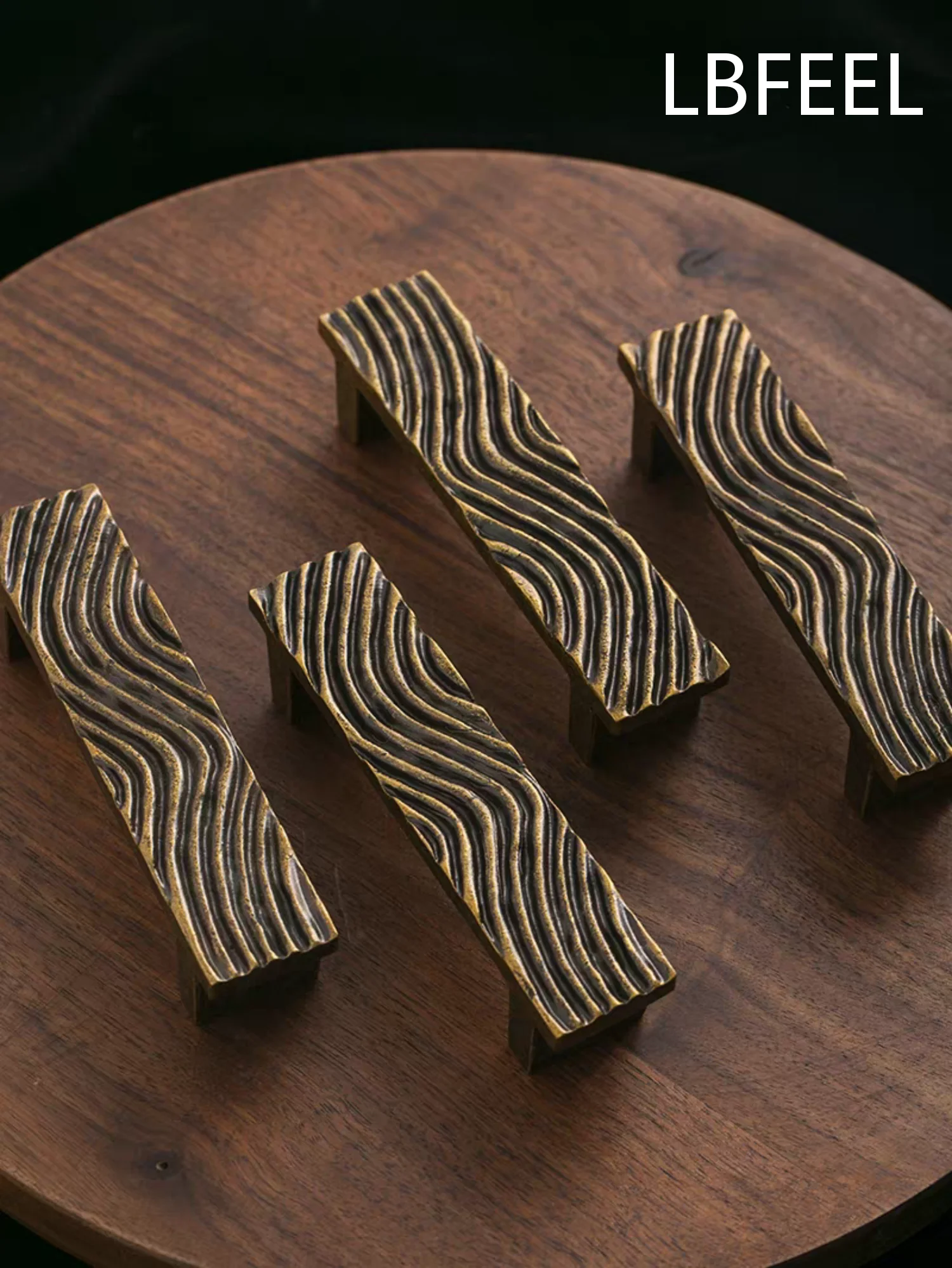 Unique River Drawer Handles Antique Bronze Furniture Handles Dresser Cabinet Pulls Solid Brass Retro Kitchen Door Handles LBFEEL