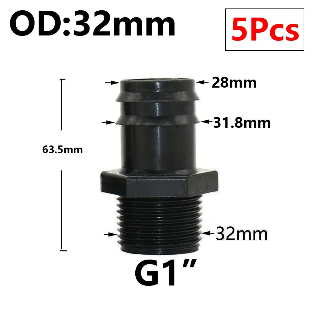 5pc 16/20/25/32mm Garten Schlauch PE Rohr Barb Anschluss 1/2 3/4 1 "Gewinde gerade Ellenbogen Koppler Fitting Bauernhof Bewässerung Gelenke