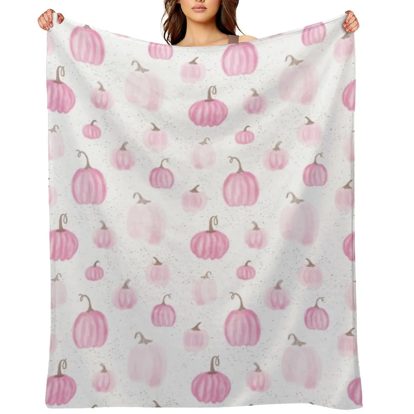 

Pink Watercolor Pumpkins Throw Blanket Designers Soft Plaid Extra Large Throw decorative Blankets